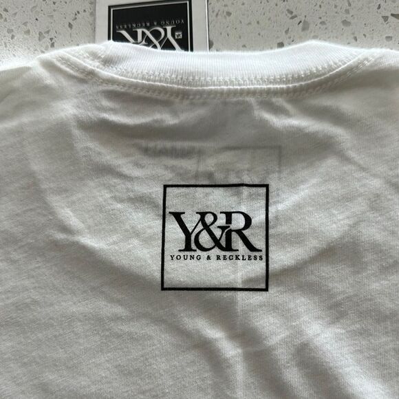 Young & Reckless White Tee with Blue and Yellow Graphic - Picture 4 of 4